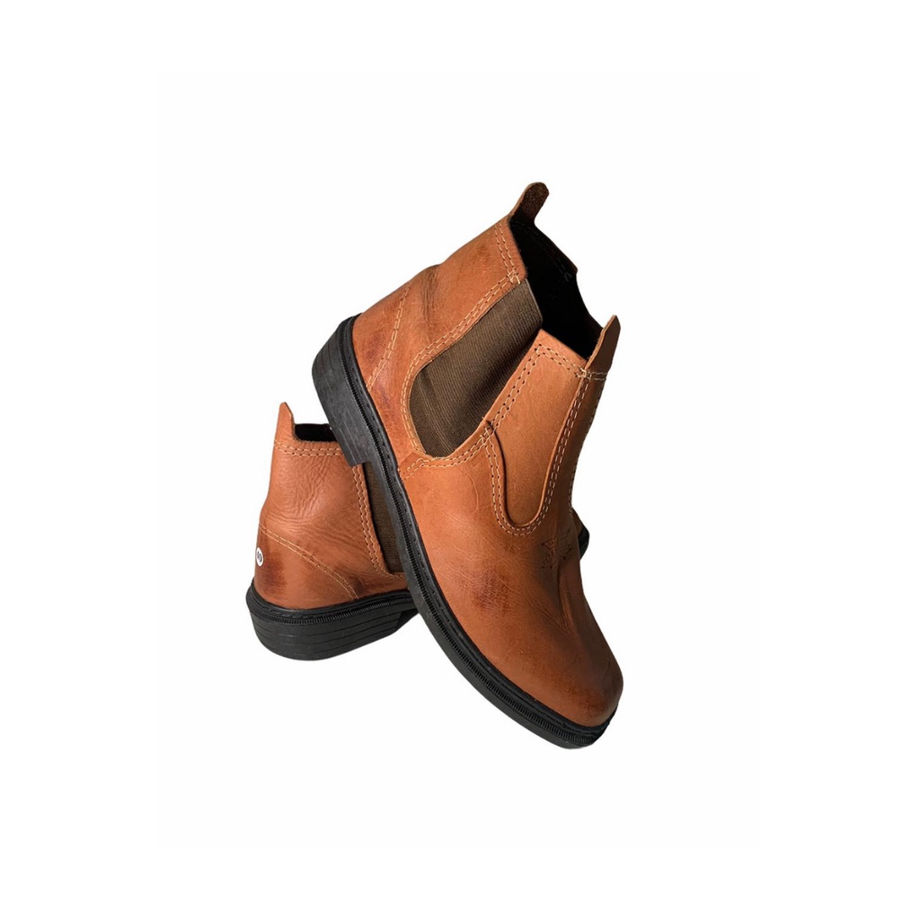 Bota Botina Trabalho Couro Legítimo Oferta Só Hoje | Shopee Brasil