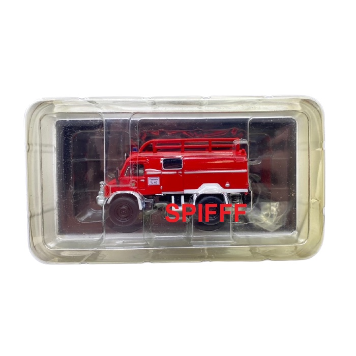 Miniatura Caminhão Bombeiros Metz Unimog 4x4 1959 Mercedes Benz 1:64 Com Base e Lacrado no Blister