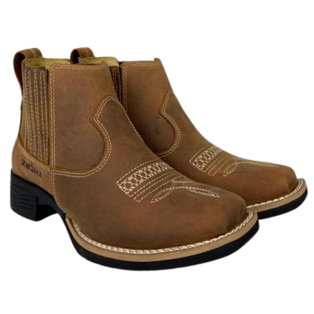 Botina Feminin Zebu Original Couro Legítimo Bordado Reforçada Ideal para Rodeio Festas Lida no Campo - REF: 71015b MS 10