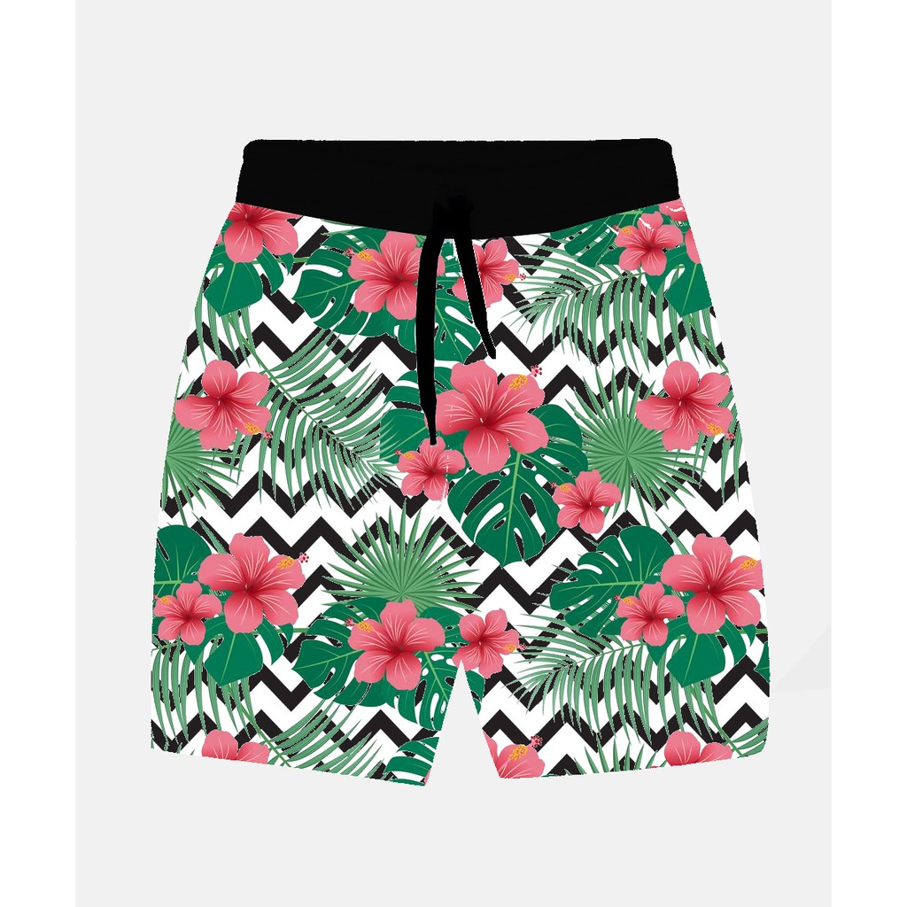 Bermuda Masculina de Moletom Estampada Por Sublimação Listras e Flores A10