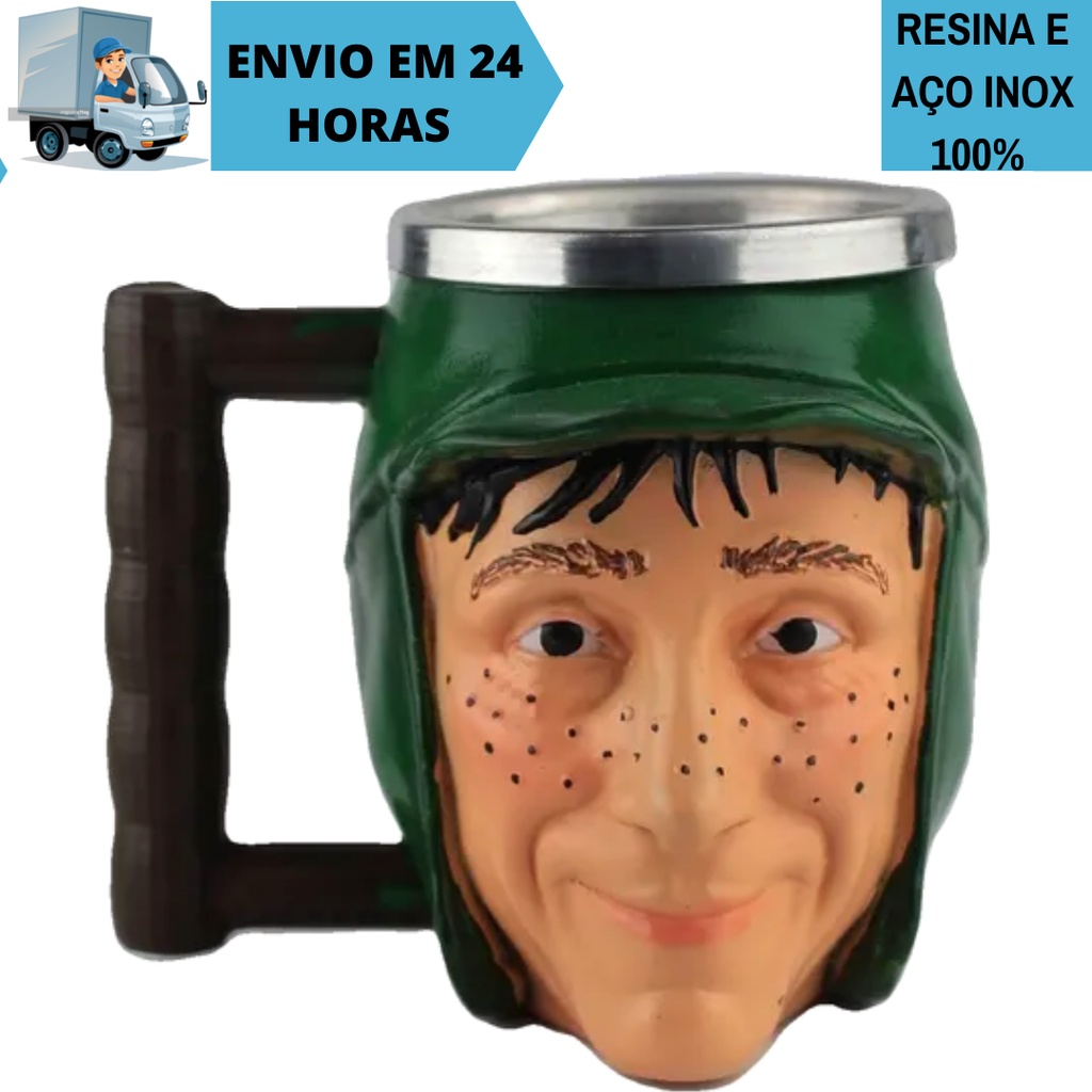 Caneca Copo Inox 3d Chaves Resina Choop Cerveja Decoração 250ml