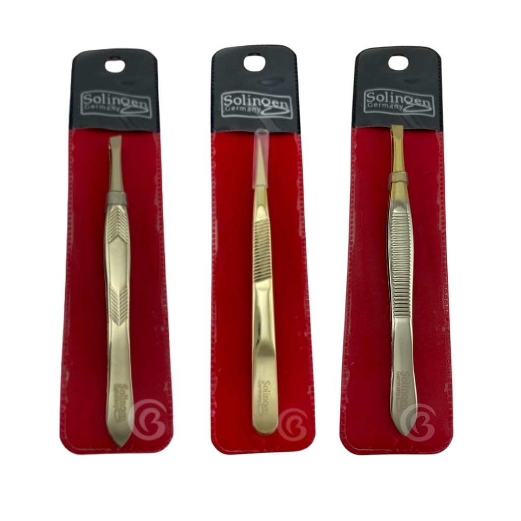 Kit 3 Pinças Solingen Profissional (Reta + Chanfrada + Ponta Agulha)