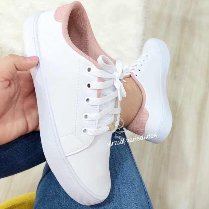 Tênis Feminino Branco Sapatenis Casual Confortável Lançamento