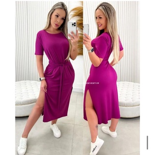 Vestido Mídi Amarrar Annie Tecido Viscolycra