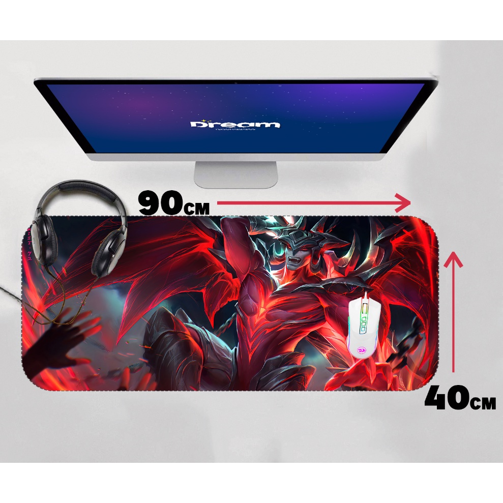 Mouse Pad Gamer Aatrox League of Legends LOL Extra Grande 90x40 70x30 60x40 Personalizado borda costurada mousepad