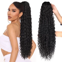 Rabo de Cavalo Aplique 100% Orgânico Cacheado Afro Beyonce Com Piranha 65cm