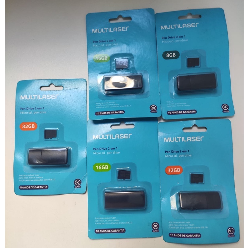 cartão de memória 2 me 1 micro sd 8gb 16gb 32 gb original multilaser com leitor de cartão transformando tambem no pendriver