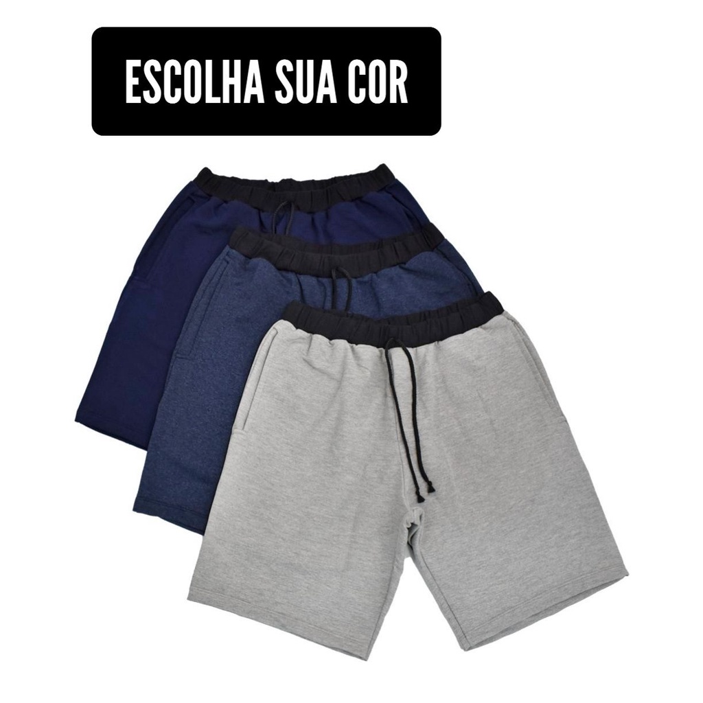 Bermuda de Moletom com Elástico Masculina - Várias Cores