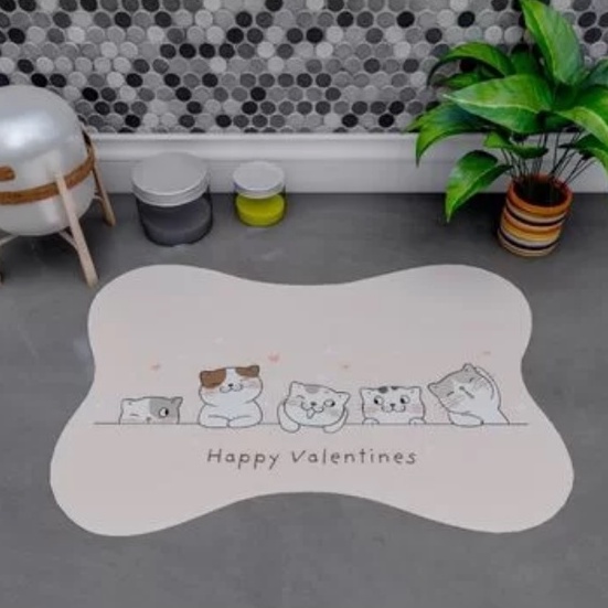 Tapete Pet Gatinho Para Comedouro Osso 46x30