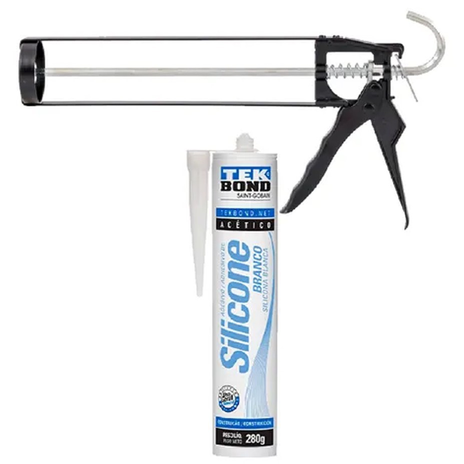 Cola Silicone Acético Branco 280g Tek Bond + Aplicador