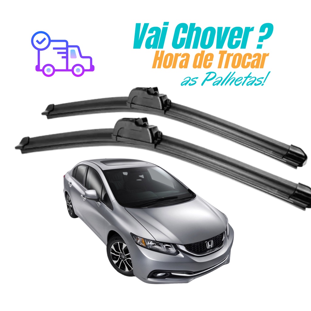 Par de Palheta Limpador Para-brisa Honda Civic 2013 2014 2015 2016 em Oferta na Shopee