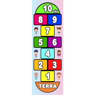 Jogo da Amarelinha Jogo pedagógico Aprendendo Brincando, Tapete para Brincar, Brinquedo para o dia das crianças para menino e para menina. Ótimo presente.