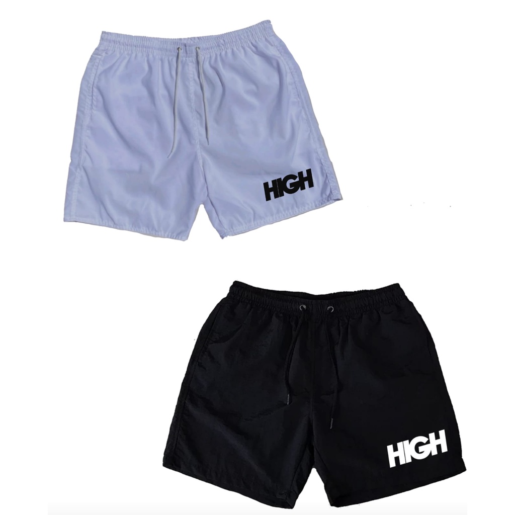 kit 2 shorts bermuda tactel High preta/branca skate sk8 oferta