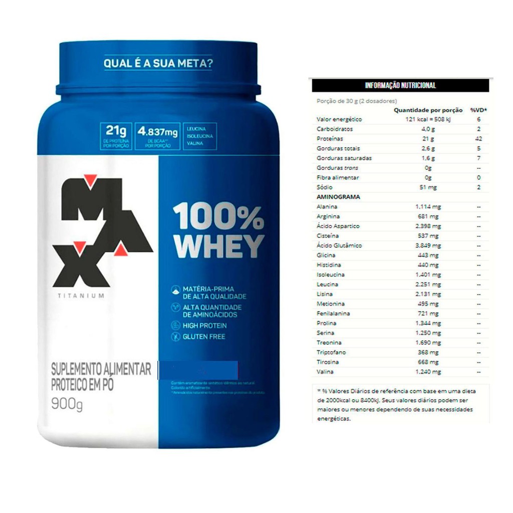 100% Whey Pote 900g - Max Titanium