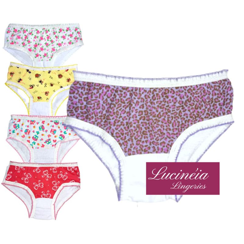 calcinha infantil de criança com Forro, Estampas Variadas kit com 10 peças – tanga – sacoleira revenda