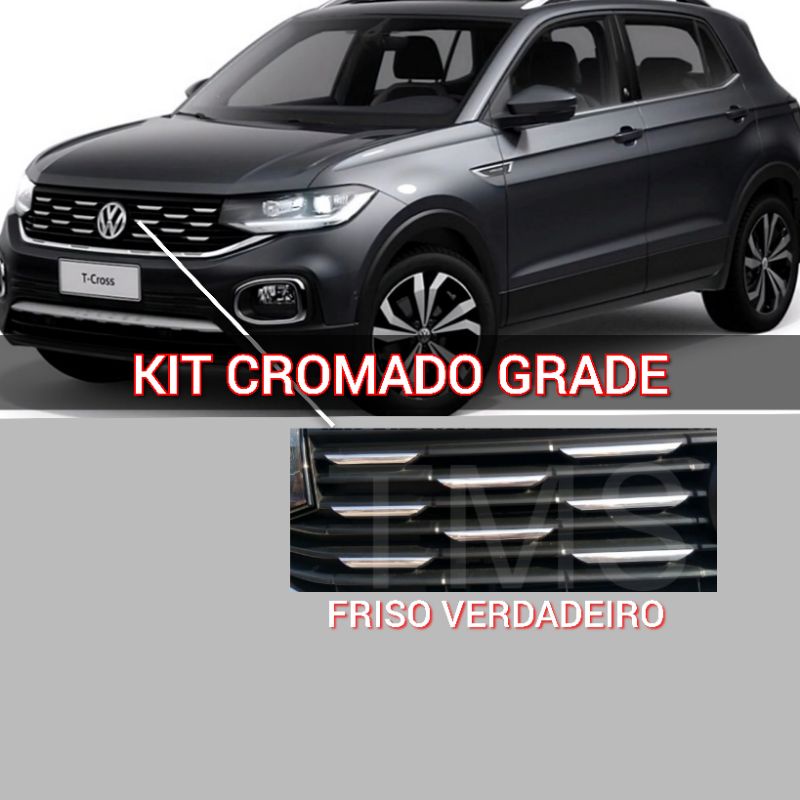 Aplique kit Cromado Grade T-CROSS Pcd Sense 200 tsi friso verdadeiro em Oferta na Shopee