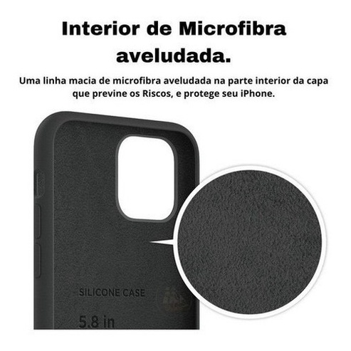 Kit Capinha IPhone X e XS Premium Silicone Com Logo + Película Privacidade ou 3D + Kit Limpeza - Lançamento 2025