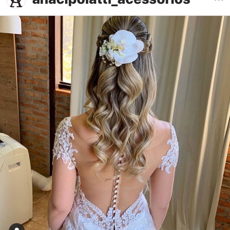 Grinalda de orquídeas e rosas brancas/ arranjo de cabelo para noivas |  Shopee Brasil