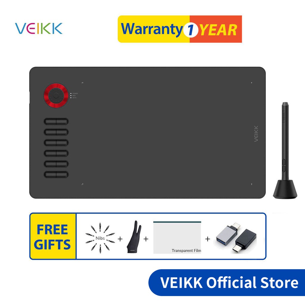 (Veikk Loja Oficial) Mesa Digitalizadora Veikk A15Pro Gráficos Desenho Tablet De Ensino Online & Estudoting 8192 Pressão Sensibilidade 10x6 Polegada Grande Área De Trabalho Digital Pad Com Bateria Passiva Stylus 12 Roda Hotkeys Com Uma Roda De Scoll