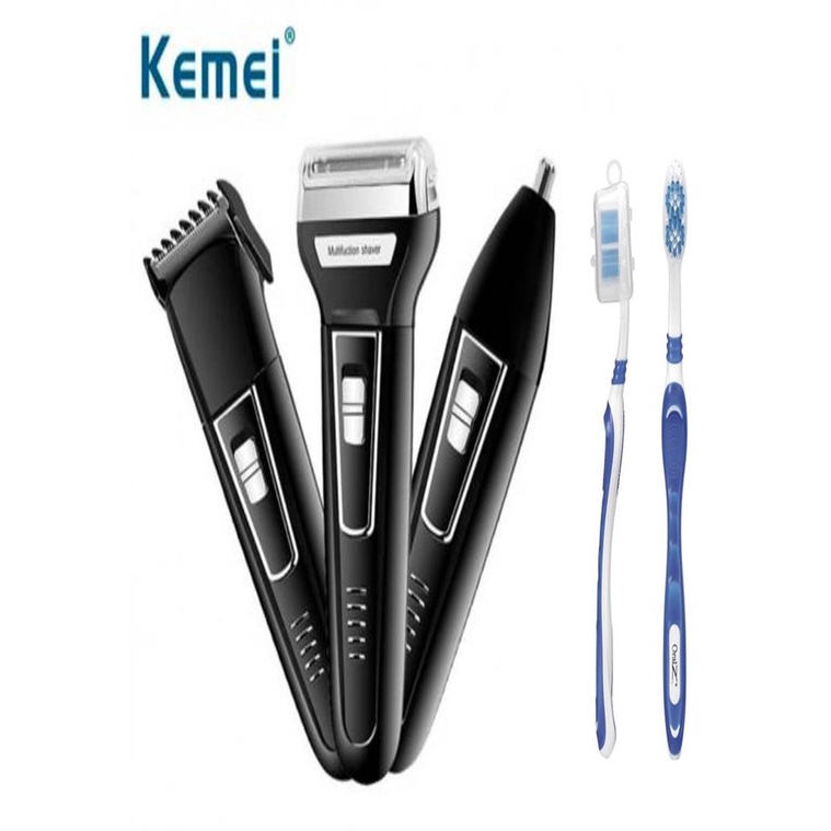 Barbeador Eletrico 3 em 1 Shaver duplo maquina cortar cabelo aparador pelos Com escova de dente