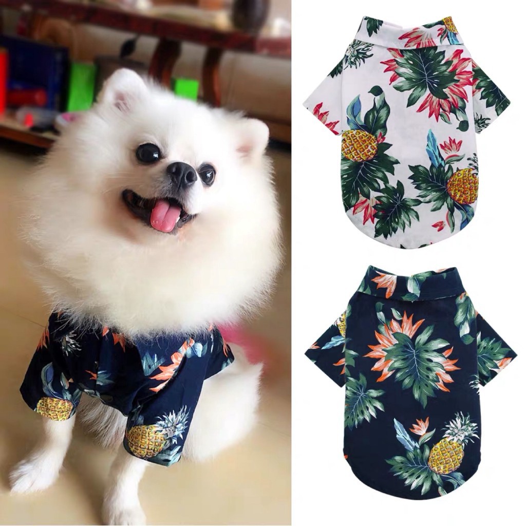 Animal De Estimação Camisa Havaiana Estilo Abacaxi Impressa Cachorro Gato Manga Curta Roupa De Verão em Oferta na Shopee