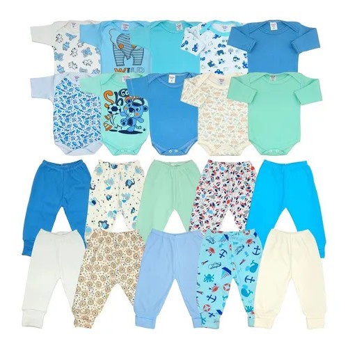 Kit Bebê Com 20 Peças Maternidade Roupa De Bebê Enxoval Menino
