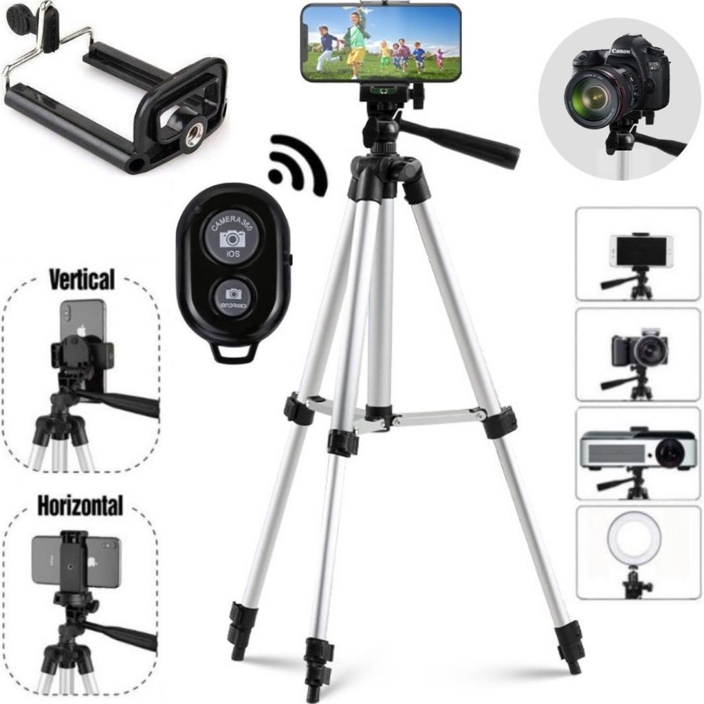 Tripé Suporte Para Celular Câmera Dslr Projetor Webcam Pedestal Controle Foto Vídeo