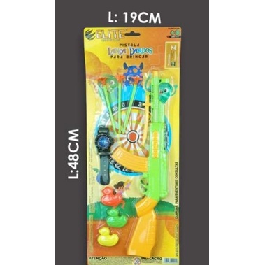 Arma Lança Dardos Pistola Arminha Plastica De Brinquedo Com Relógio