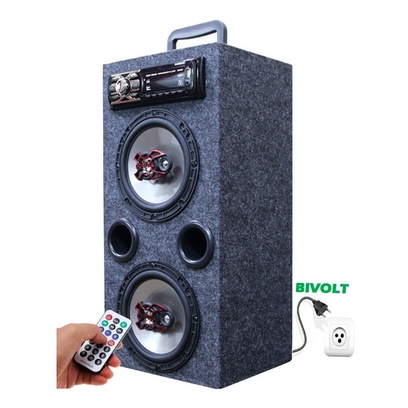 Caixa Residencial Radio Bluetooth + Par Falante 6 Bravox - Audio