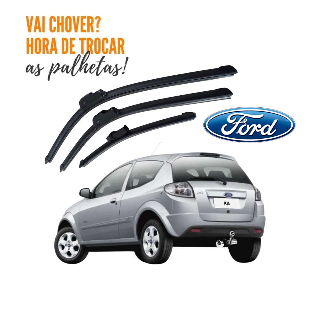 Kit Palheta Limpador Parabrisa Dianteiro + Traseiro Ford Ka 2011 2012 2013 em Oferta na Shopee