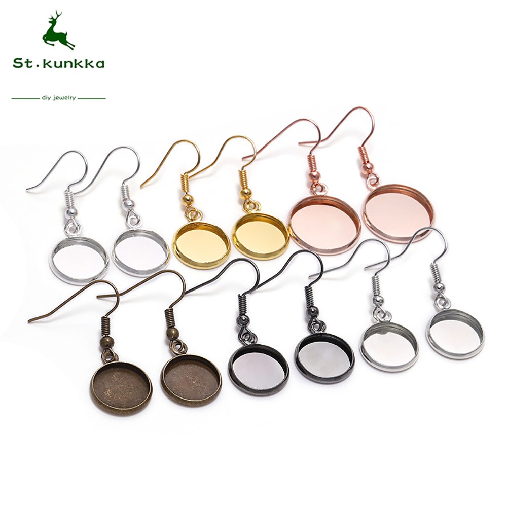 Base para Brinco com Gancho 10-25mm Engaste para Cabochão Acessorios para Montagem de Joias Artesanato DIY Kit 10un