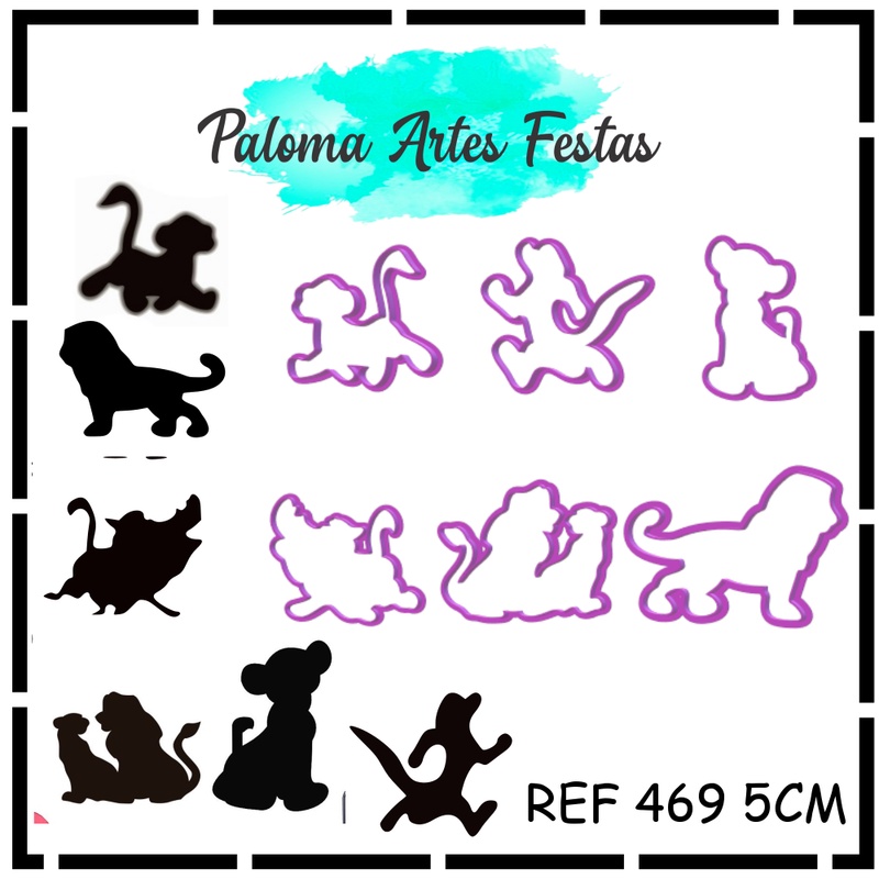 Cortador Rei Leão Silhueta Para Pasta Americana Decoração biscuit