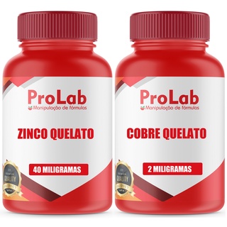 Zinco Quelato 40mg 60 Cáps + Cobre Quelato 2mg 60 Cáps