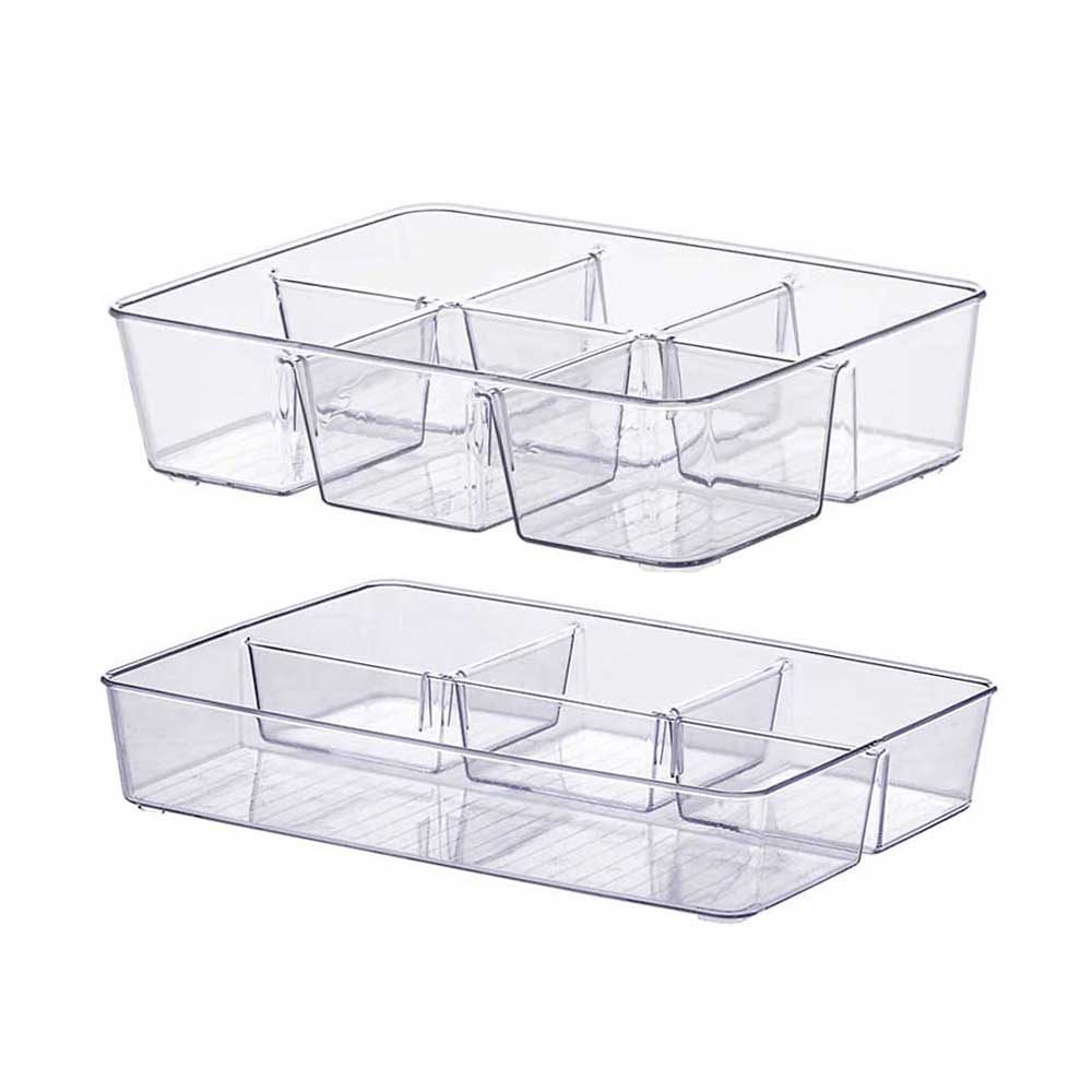 Kit 2 cestos organizador com divisória cestinha multiuso cozinha lavanderia banheiro material de escritório maquiagem roupa íntima closet gaveta armário Diamond Paramount