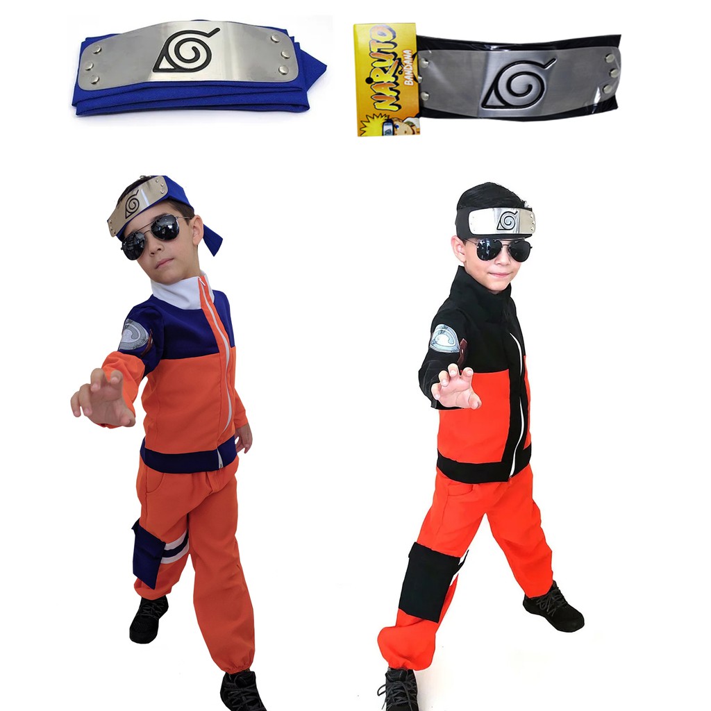 Fantasia Naruto Uzumaki Cosplay Infantil + Bandana Naruto