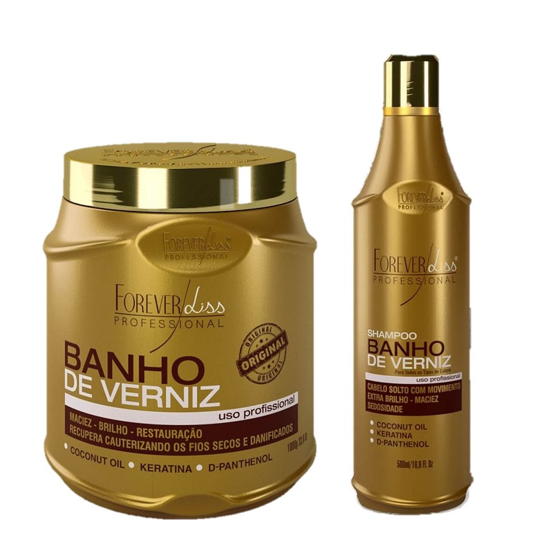 Máscara Banho de Verniz Forever Liss 1Kg + Shampoo Banho de Verniz Forever Liss 500ml