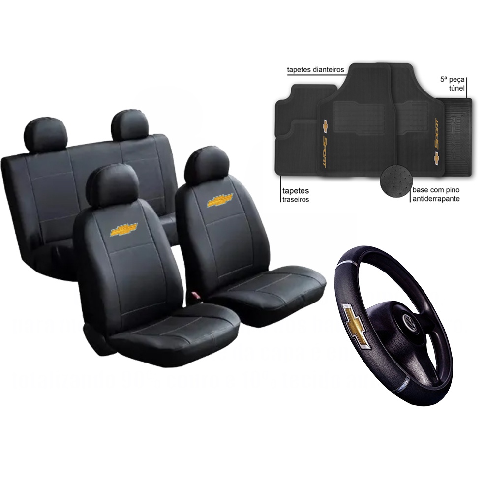 Kit Automotivo Capa De Banco + Tapete + Capa De Volante Gm Astra Sedan 1999 a 2011