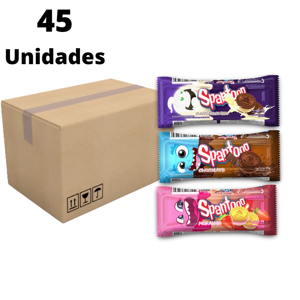 Cx Biscoito Recheado Mini Spantooo 30g (45 unidades na caixa)