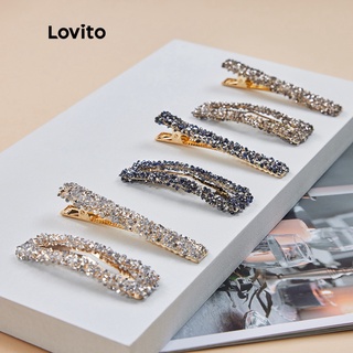 Lovito Presilhas de Cabelo de Decoraçã de Rhinestone para Festa L17M430 (Cinza)