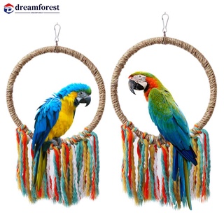 DREAMFOREST Pet Brinquedo Do Pássaro Papagaio Corda De Algodão Círculo Brinquedos Mastigar Mordida Poleiro Pendurado Balanço Gaiola Anel Estande Climb E4S6