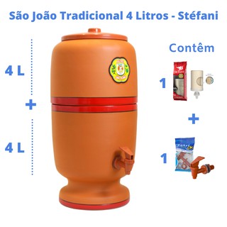 Filtro de Barro para Água São João Tradicional 4 Litros 1 Vela + Boia - Cerâmica Stéfani - São João - Stéfani