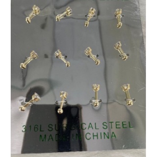12 pç Piercing tragus Cartilagem Ponto De Luz Zirconia Aço Cirúrgico 316L