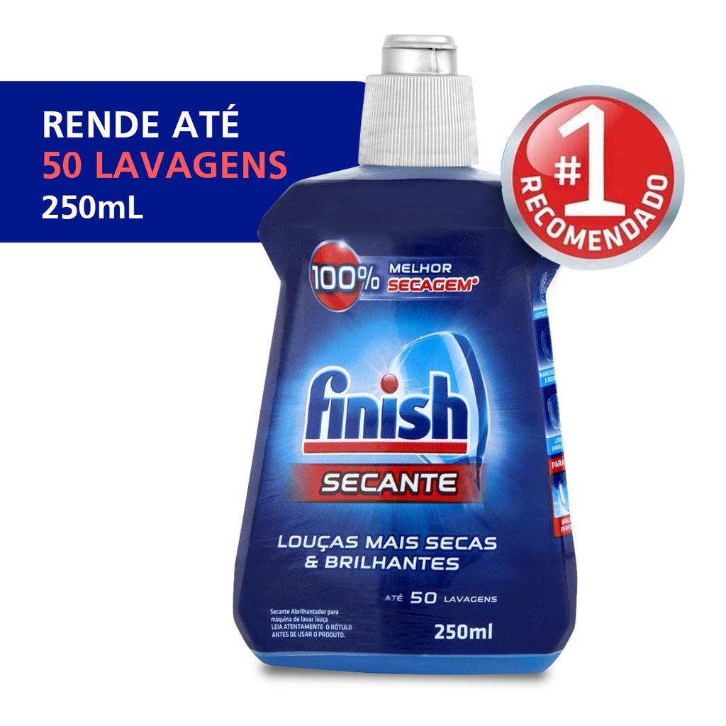Liquido Secante Abrilhantador Finish para Lava Louças 250ml Rende Muito