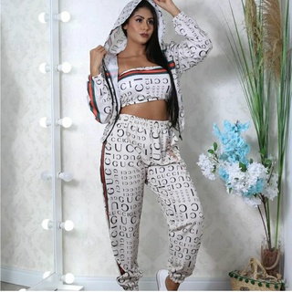 Corta Vento Feminino Mais Calça Estampada Marca Gucci - LV Louis Vuitonn Conjunto Feminino