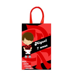 15 sacolinhas surpresa personalizadas no tema flamengo tamanho 16 cm x 4 cm x 10 cm