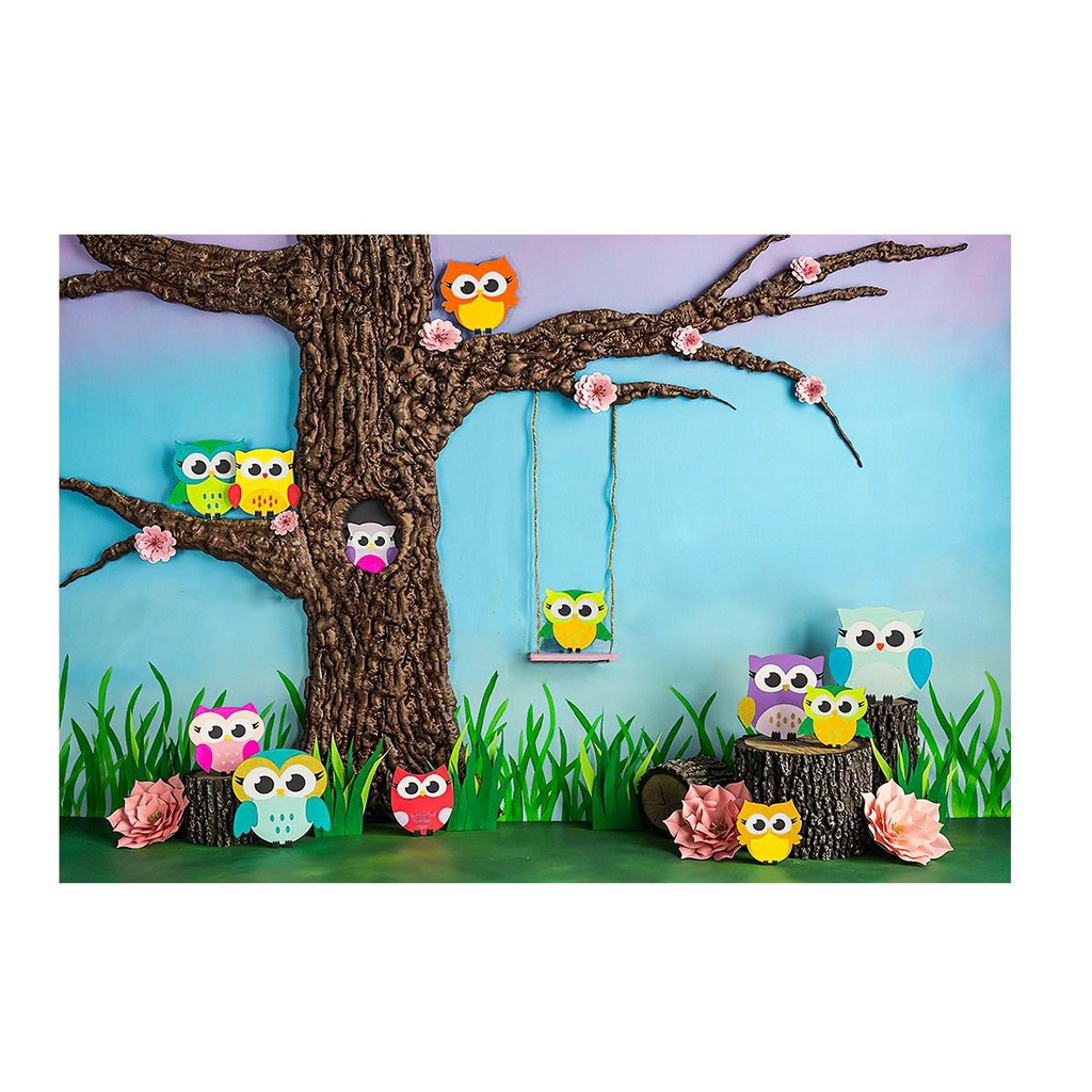 Fundo fotográfico Tecido Sublimado Newborn 3D Corujinhas 2,20x1,50 WFF-929