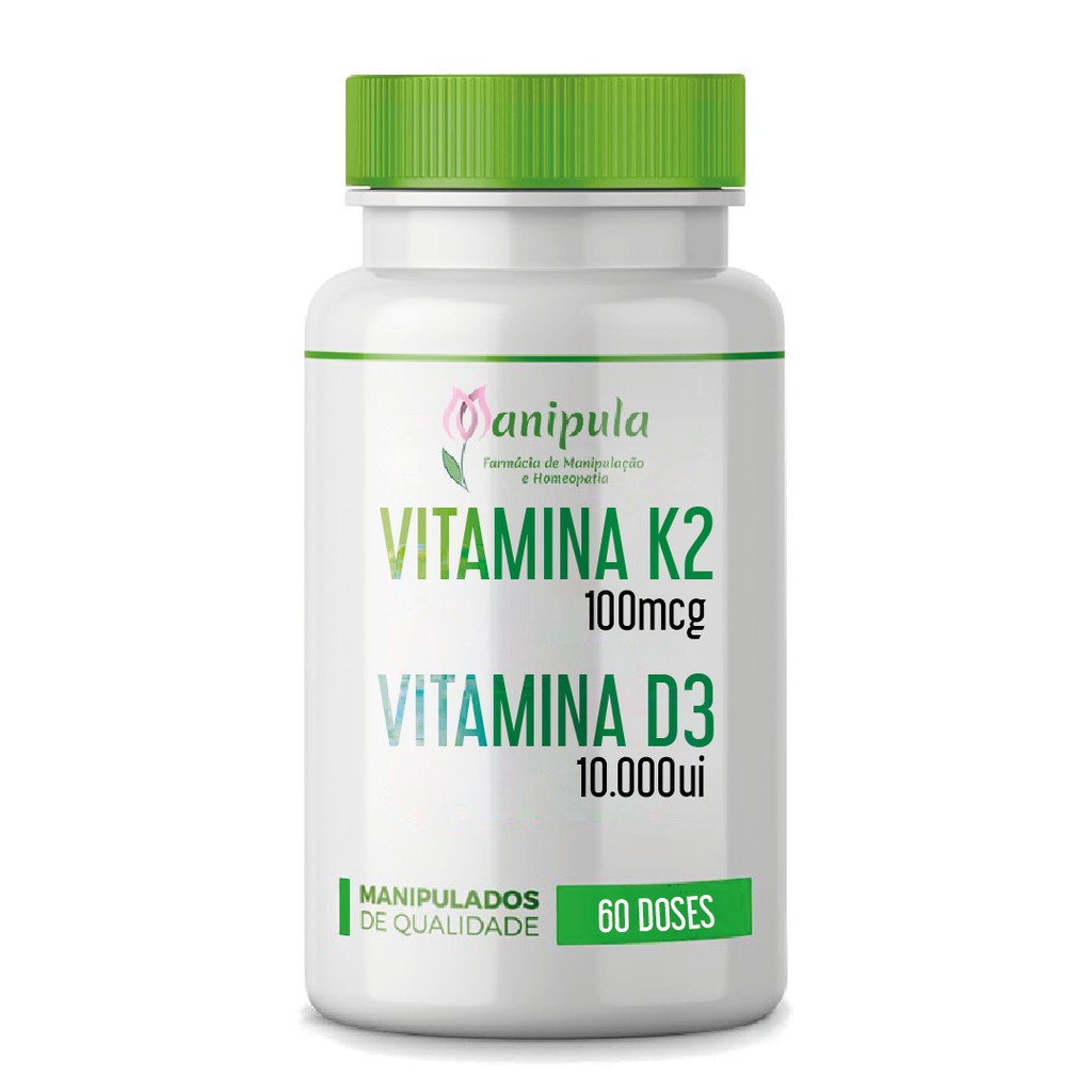 Vitamina D3 10.000 UI + Vitamina K2 MK7 100 mcg 60 cápsulas