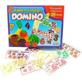 Dominó Números E Frutas 28 Peças Brinquedo Educativo
