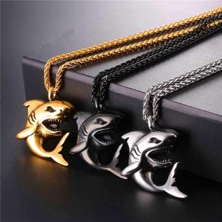 Moda Homem Jóias Punk Style Gold Shark Pendant Colar