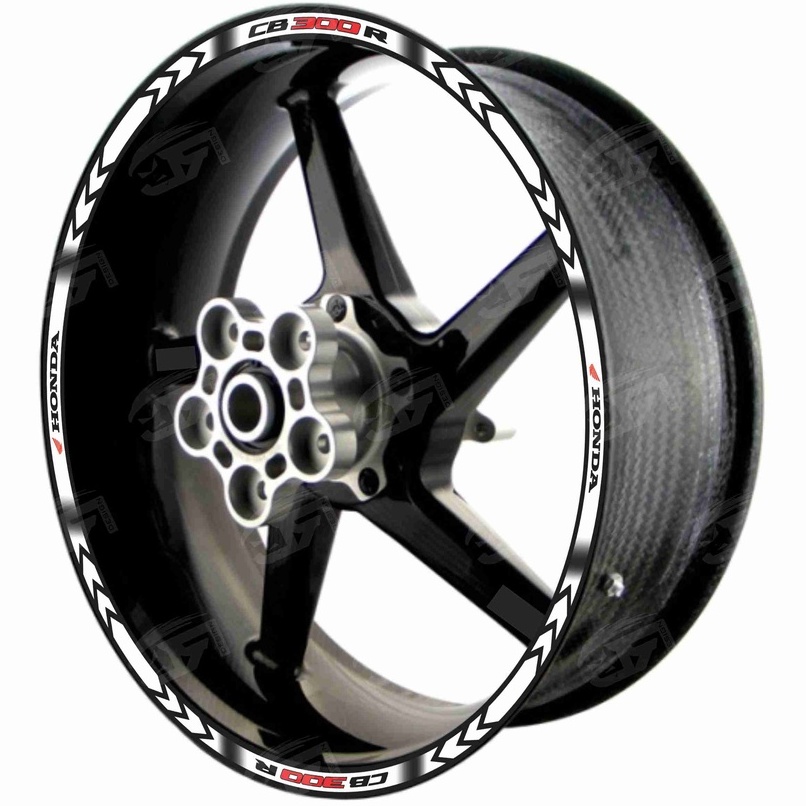 Adesivo Friso Refletivo Roda Moto Honda CB 300R CB300R CB 300 R M01 branco